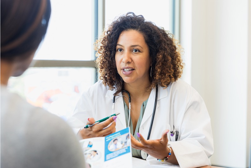 health worker sharing info with patient