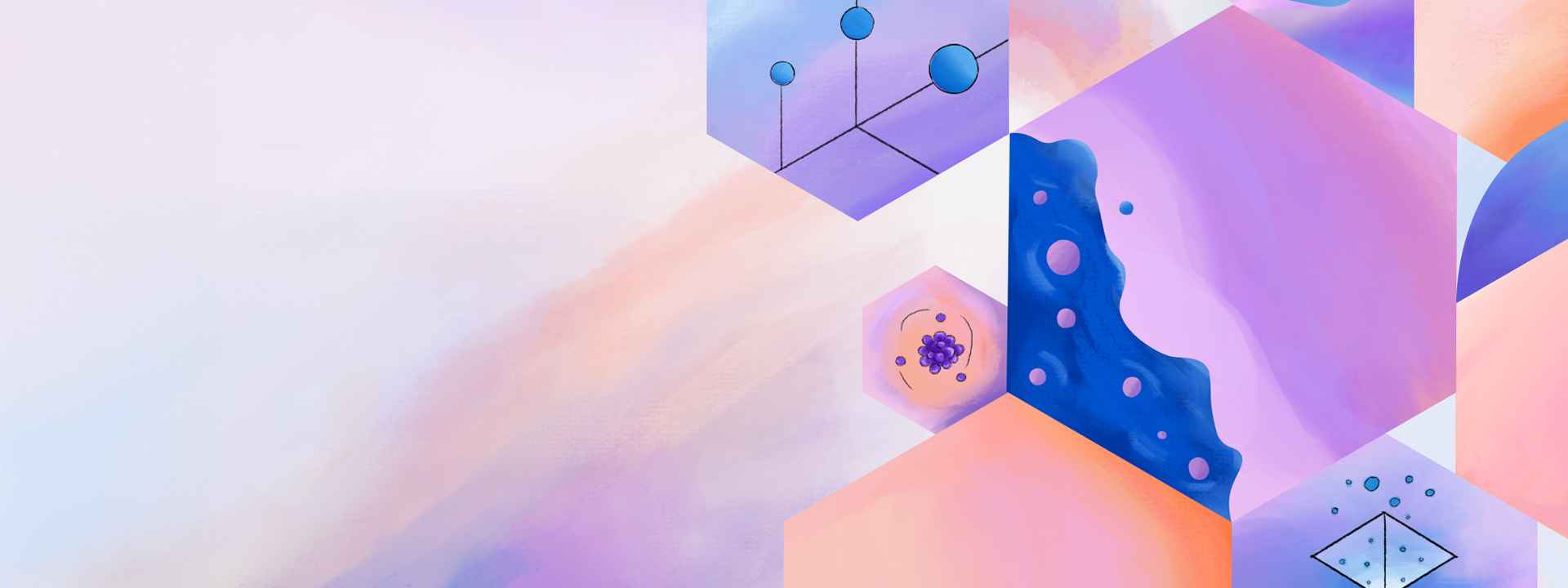 Research Forum | Episode 5 - abstract background with colorful hexagons