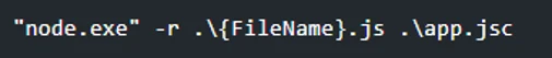 Screenshot of the command line used to launch the JSC file